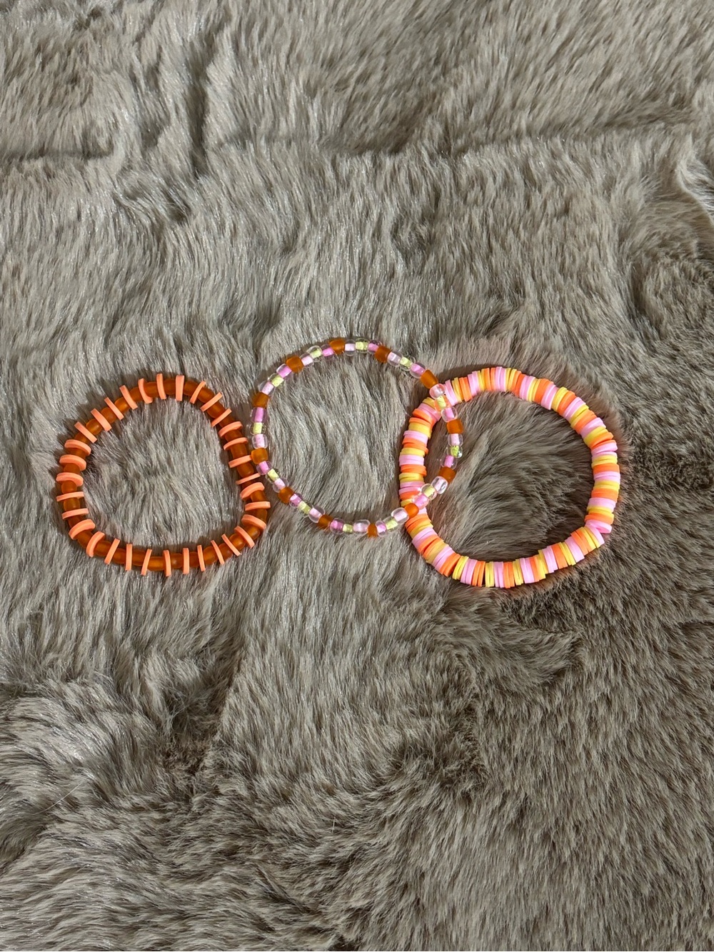 3pc Orange, Yellow, Pink Beaded Bracelet Set - Summer